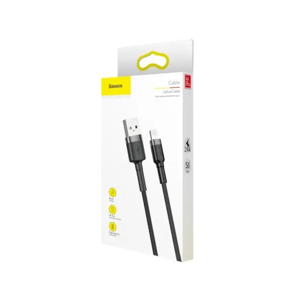 КАБЕЛЬ BASEUS CAFULE LIGHTNING 2,4A, 0,5M, ЧОРНИЙ-СІРИЙ CALKLF-AG1