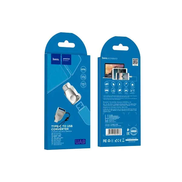 ПЕРЕХІДНИК HOCO UA9 TYPE-C OTG ADAPTER, СІРИЙ-NICKEL