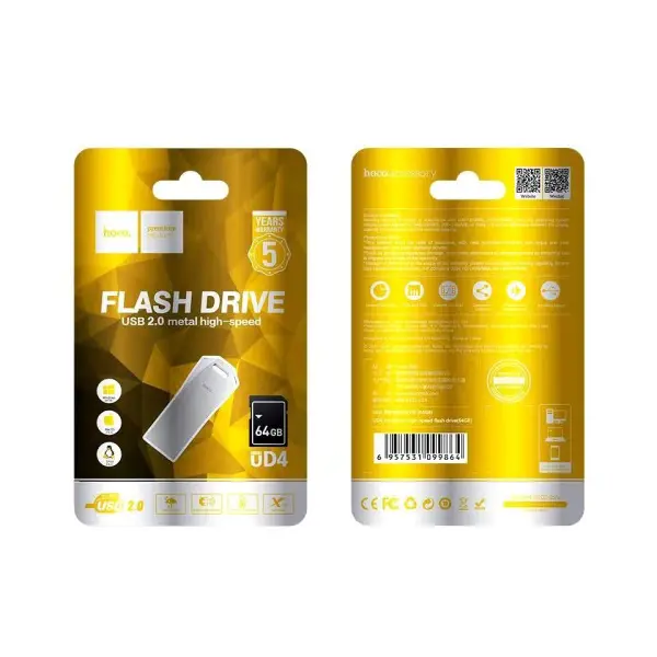 ФЛЕШ-НАКОПИЧУВАЧ USB HOCO UD4 INTELLIGENT HIGH SPEED 64GB, СІРИЙ