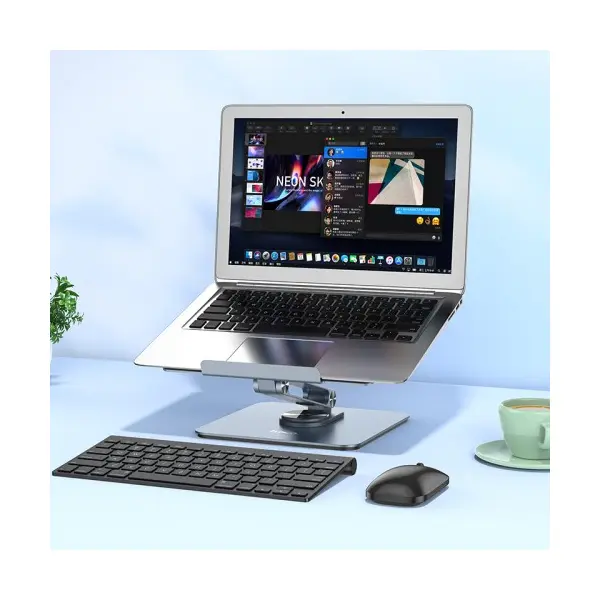 ПІДСТАВКА ДЛЯ НОУТБУКА HOCO PH52 PLUS MIGHT METAL ROTATING TABLET DESKTOP HOLDER СІРА