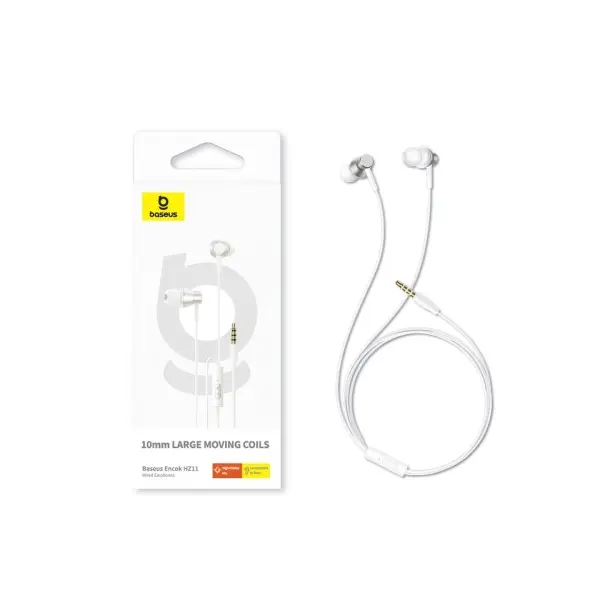 НАВУШНИКИ BASEUS ENCOK HZ11 3.5MM WIRED EARPHONES, БІЛИЙ A00164200213-Z1