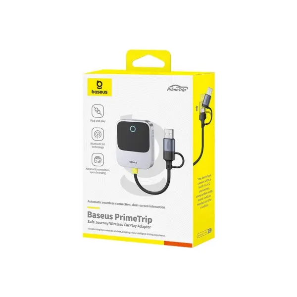 АВТОМОБІЛЬНИЙ CARPLAY BASEUS SAFEJOURNEY SERIES WIRELESS CARPLAY ADAPTER, СІРИЙ C10745100813-00