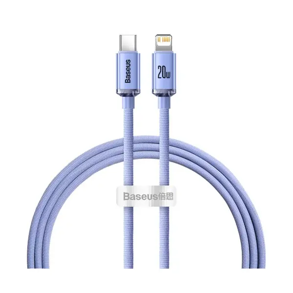 MR4_144950 Кабель pd baseus crystal shine series fast charging type-c to lightning 20w 1.2mpurple cajy000205 