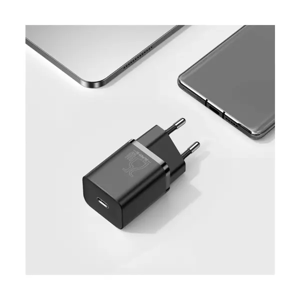 МЕРЕЖЕВИЙ ЗАРЯДНИЙ ПРИСТРІЙ BASEUS SUPER SI QUICK CHARGER 1C 25W EU, ЧОРНИЙ CCSP020101
