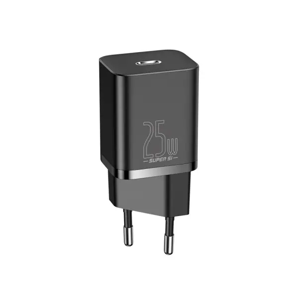 МЕРЕЖЕВИЙ ЗАРЯДНИЙ ПРИСТРІЙ BASEUS SUPER SI QUICK CHARGER 1C 25W EU, ЧОРНИЙ CCSP020101