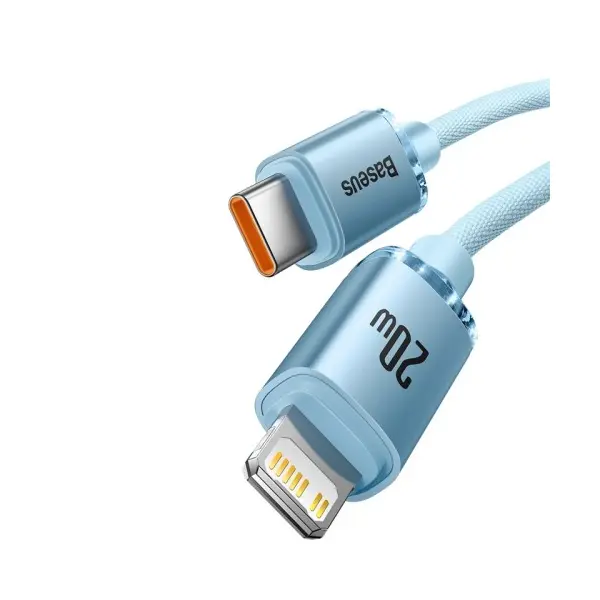 MR4_144955 Кабель pd baseus crystal shine series fast charging type-c to lightning 20w 1.2m sky синій cajy001303 
