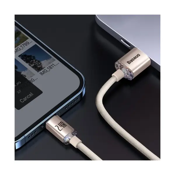 КАБЕЛЬ BASEUS CRYSTAL SHINE SERIES FAST CHARGING DATA CABLE USB-A TO LIGHTNING 2.4A 1.2M РОЖЕВИЙ CAJY001104