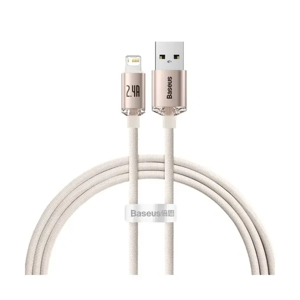 КАБЕЛЬ BASEUS CRYSTAL SHINE SERIES FAST CHARGING DATA CABLE USB-A TO LIGHTNING 2.4A 1.2M РОЖЕВИЙ CAJY001104