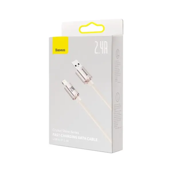 КАБЕЛЬ BASEUS CRYSTAL SHINE SERIES FAST CHARGING DATA CABLE USB-A TO LIGHTNING 2.4A 1.2M РОЖЕВИЙ CAJY001104