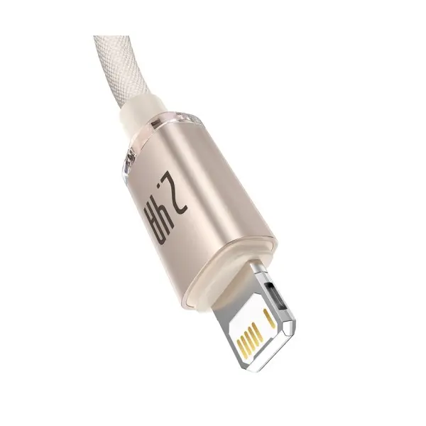 КАБЕЛЬ BASEUS CRYSTAL SHINE SERIES FAST CHARGING DATA CABLE USB-A TO LIGHTNING 2.4A 1.2M РОЖЕВИЙ CAJY001104