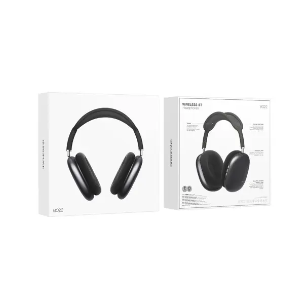 НАВУШНИКИ БЕЗДРОТОВІ BOROFONE BO22 ELEGANT BT HEADPHONES ТЕМНО, СІРИЙ
