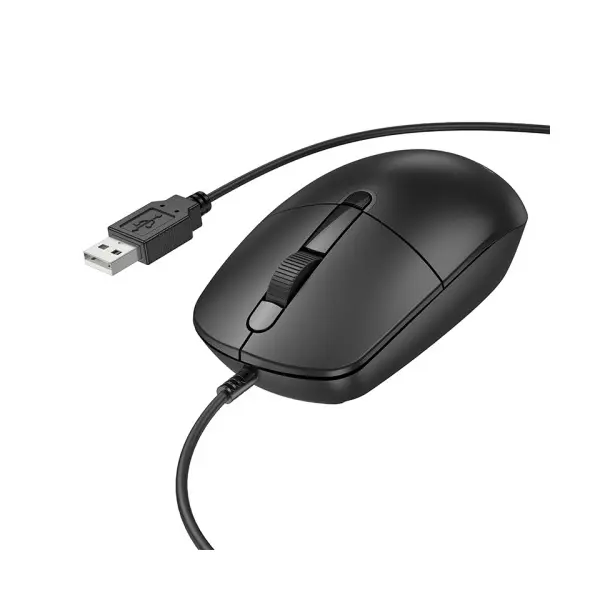 КОМПЮТЕРНА МИШКА ДРОТОВА BOROFONE BG17 MORNING BUSINESS WIRED MOUSE, ЧОРНИЙ