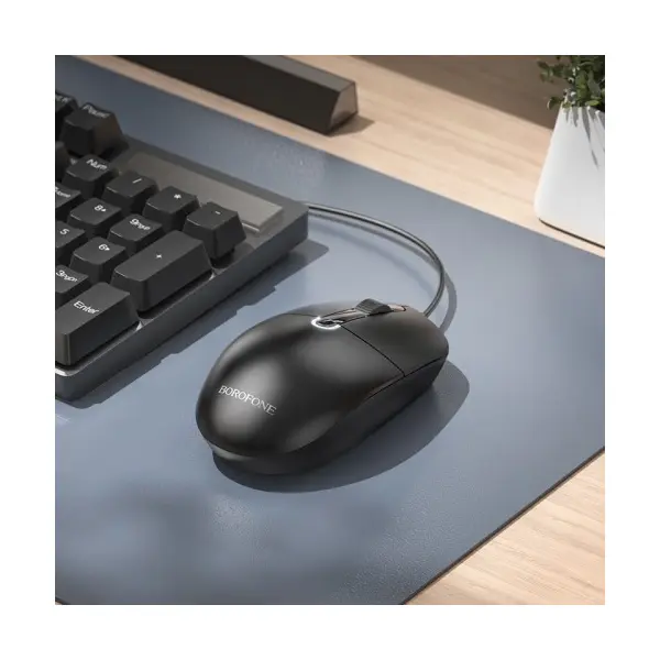 КОМПЮТЕРНА МИШКА ДРОТОВА BOROFONE BG17 MORNING BUSINESS WIRED MOUSE, ЧОРНИЙ