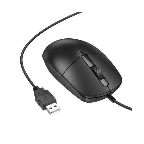 КОМПЮТЕРНА МИШКА ДРОТОВА BOROFONE BG17 MORNING BUSINESS WIRED MOUSE, ЧОРНИЙ