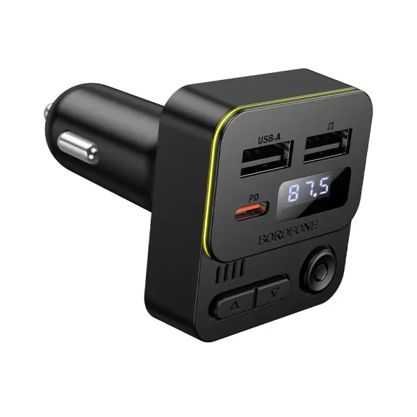 АВТОМОБІЛЬНИЙ ЗАРЯДНИЙ ПРИСТРІЙ МОДУЛЯТОР BOROFONE BC60 HERO (USB-A, TYPE-C) 5V, 3A, 35W, ЧОРНИЙ