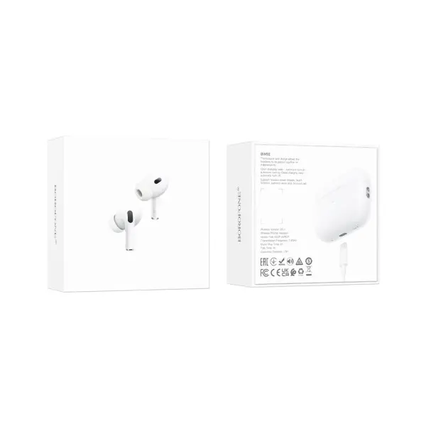 НАВУШНИКИ БЕЗДРОТОВІ BOROFONE BW92 TRUE WIRELESS STEREO HEADSET TWS, БІЛИЙ