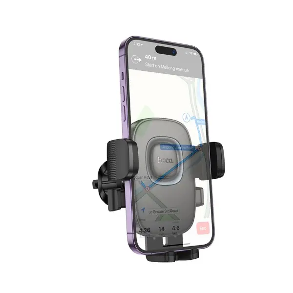 АВТОТРИМАЧ HOCO H75 CROWN ONE-BUTTON CAR HOLDER (AIR OUTLET), ЧОРНИЙ METAL, СІРИЙ