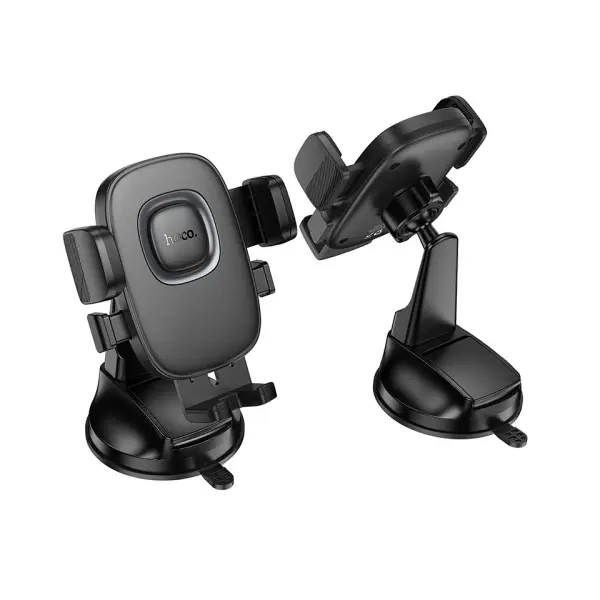 MR4_145286 Автотримач hoco h76 crown one-button car holder (center console), чорний metal, сірий 