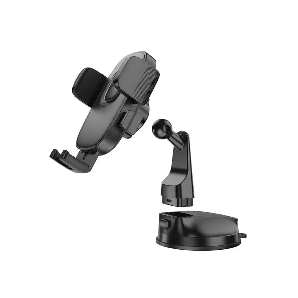 АВТОТРИМАЧ HOCO H76 CROWN ONE-BUTTON CAR HOLDER (CENTER CONSOLE), ЧОРНИЙ METAL, СІРИЙ