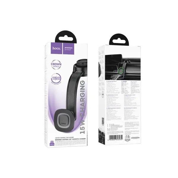 БЕЗДРОТОВИЙ АВТОМОБІЛЬНИЙ ЗАРЯДНИЙ ПРИСТРІЙ HOCO HW31 CROWN MAGNETIC WIRELESS CHARGING CAR HOLDER, ЧОРНИЙ