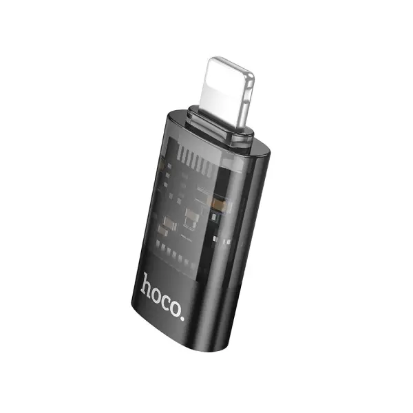 ПЕРЕХІДНИК HOCO UA36A IP MALE TO C FEMALE OTG TRANSPARENT ADAPTER, ЧОРНИЙ