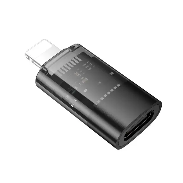 ПЕРЕХІДНИК HOCO UA36A IP MALE TO C FEMALE OTG TRANSPARENT ADAPTER, ЧОРНИЙ
