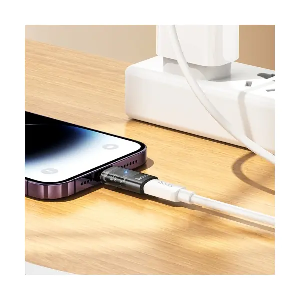 ПЕРЕХІДНИК HOCO UA36A IP MALE TO C FEMALE OTG TRANSPARENT ADAPTER, ЧОРНИЙ