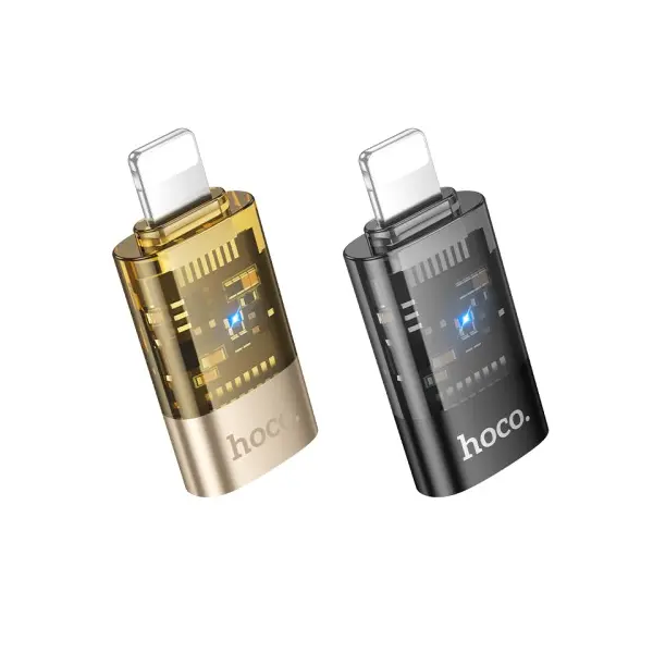 ПЕРЕХІДНИК HOCO UA36A IP MALE TO C FEMALE OTG TRANSPARENT ADAPTER, ЧОРНИЙ