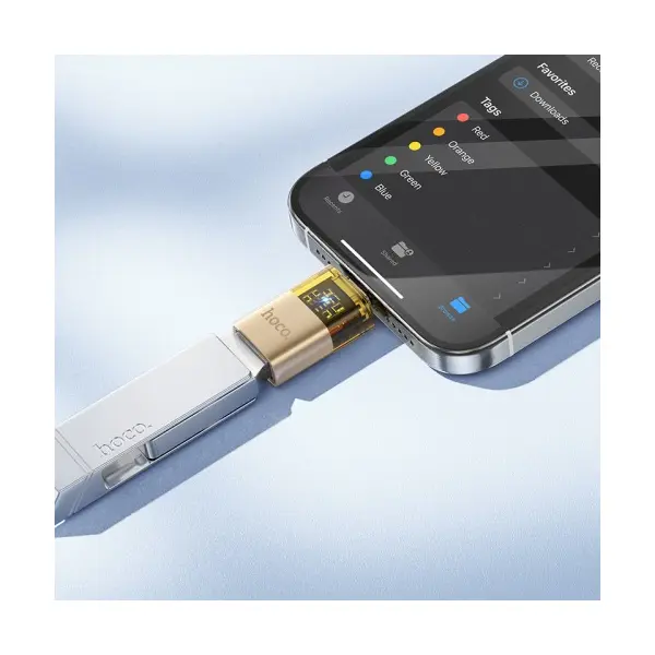MR4_145289 Перехідник otg hoco ua36b c male to usb female otg transparent adapter, чорний HOCO