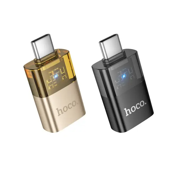 MR4_145289 Перехідник hoco ua36b c male to usb female otg transparent adapter, чорний 
