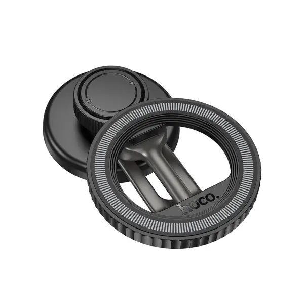 АВТОТРИМАЧ HOCO H77 VIEW FOLDING MAGNETIC RING CAR HOLDER (CENTER CONSOLE), ЧОРНИЙ METAL, СІРИЙ