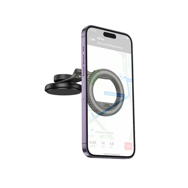АВТОТРИМАЧ HOCO H77 VIEW FOLDING MAGNETIC RING CAR HOLDER (CENTER CONSOLE), ЧОРНИЙ METAL, СІРИЙ