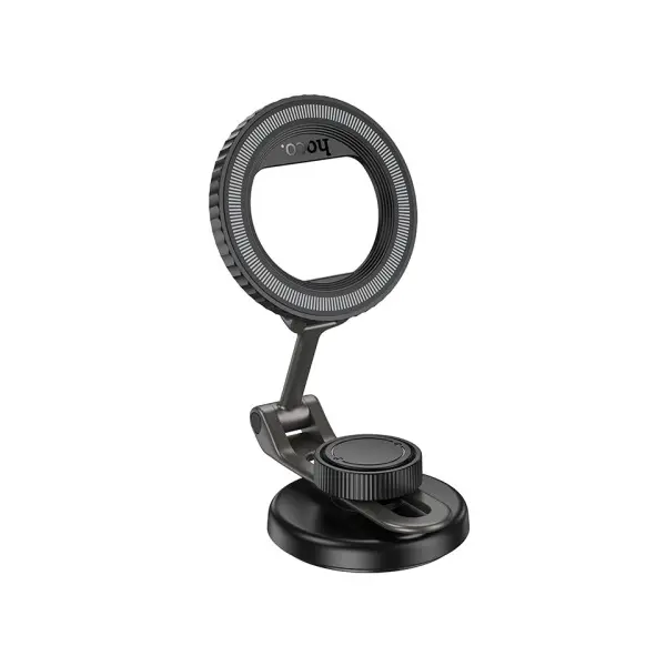 АВТОТРИМАЧ HOCO H77 VIEW FOLDING MAGNETIC RING CAR HOLDER (CENTER CONSOLE), ЧОРНИЙ METAL, СІРИЙ