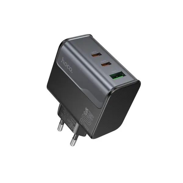 МЕРЕЖЕВИЙ ЗАРЯДНИЙ ПРИСТРІЙ HOCO CS75A STAR SPEED PD70W (2C1A) CHARGER (EU), ЧОРНИЙ