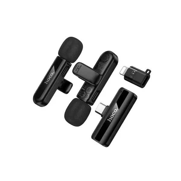 МІКРОФОН HOCO L20A FAIR DUAL-MIC WIRELESS MICROPHONE (IP, TYPE-C), ЧОРНИЙ