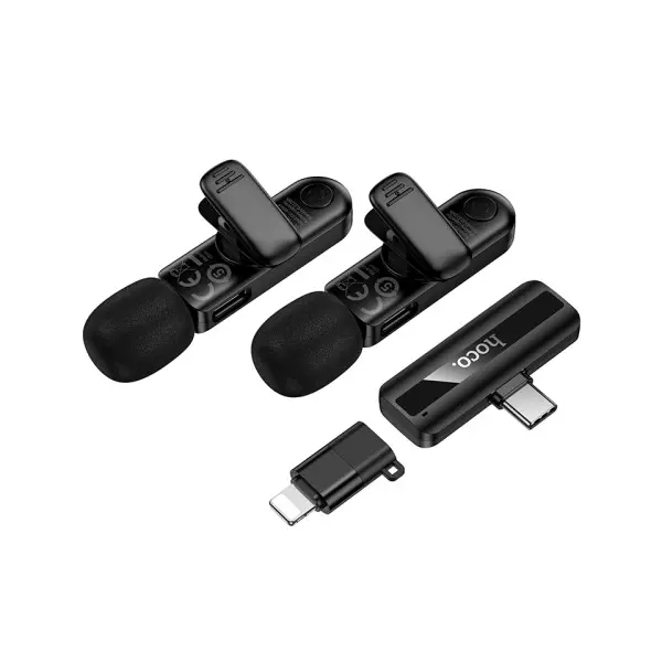 МІКРОФОН HOCO L20A FAIR DUAL-MIC WIRELESS MICROPHONE (IP, TYPE-C), ЧОРНИЙ