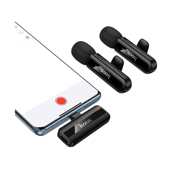 MR4_145302 Мікрофон hoco l20a fair dual-mic wireless microphone (ip, type-c), чорний 