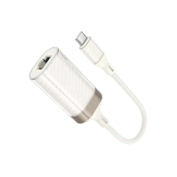 ПЕРЕХІДНИК HOCO UA41B CRYSTAL TYPE-C ETHERNET ADAPTER (100 MBPS) APRICOT