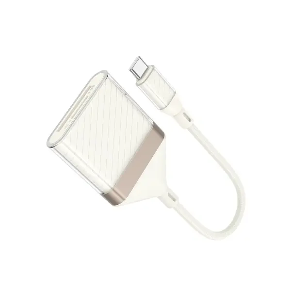 MR4_145106 Перехідник hoco ua40a crystal type-c 2in1 card reader apricot 