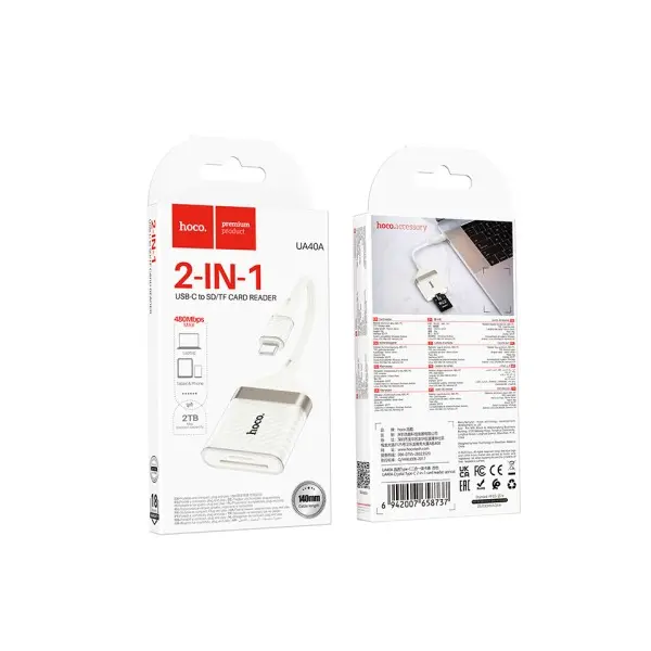 ПЕРЕХІДНИК HOCO UA40A CRYSTAL TYPE-C 2IN1 CARD READER APRICOT