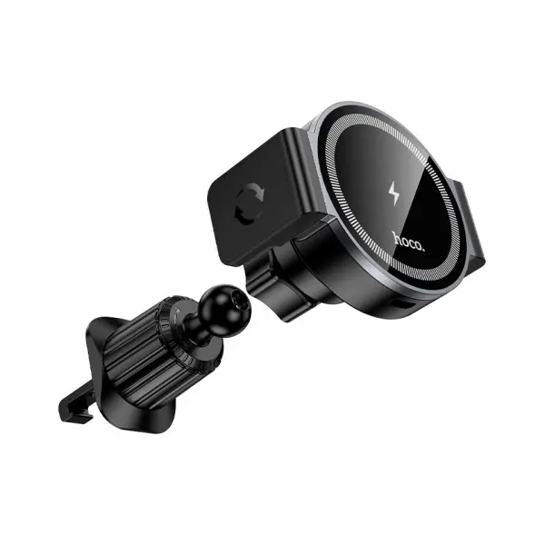 MR4_145306 Бездротовий автомобільний зарядний пристрій hoco hw35 power electric magnetic wls fast charging car holder (air outlet), чорний 