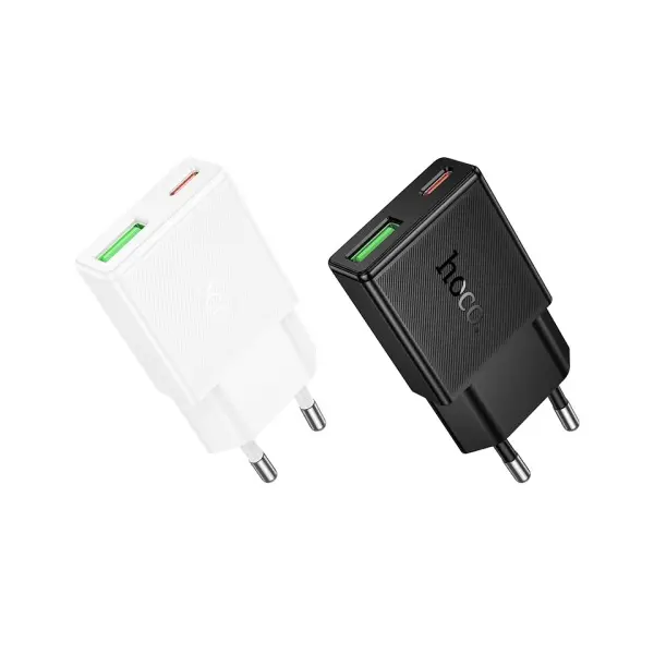 MR4_145310 Мережевий зарядний пристрій hoco n73 speed pd20w, qc3.0 ultra-thin charger (eu), білий HOCO
