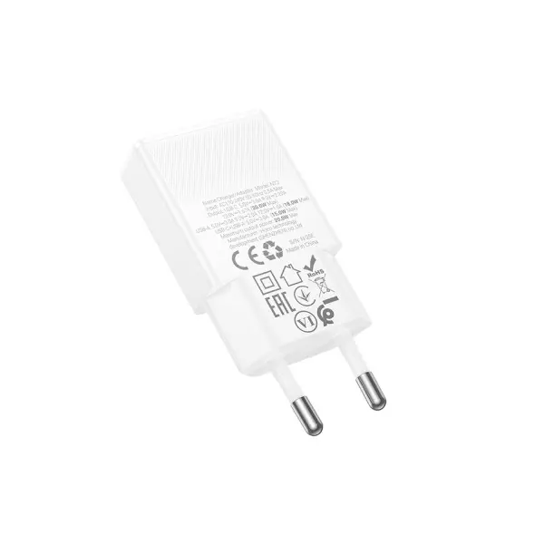 MR4_145310 Мережевий зарядний пристрій hoco n73 speed pd20w, qc3.0 ultra-thin charger (eu), білий HOCO
