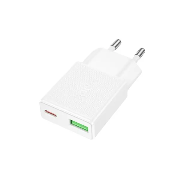 MR4_145310 Мережевий зарядний пристрій hoco n73 speed pd20w, qc3.0 ultra-thin charger (eu), білий HOCO