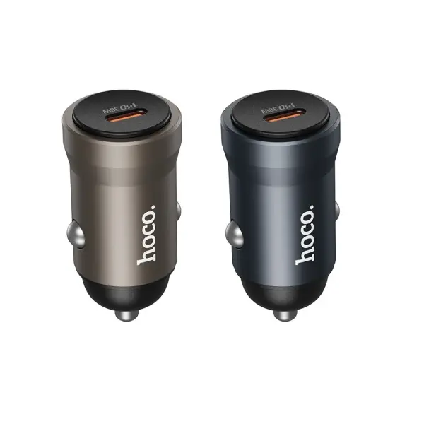 АВТОМОБІЛЬНИЙ ЗАРЯДНИЙ ПРИСТРІЙ HOCO Z62A ENERGY SINGLE PORT PD30W CAR CHARGER METAL, СІРИЙ