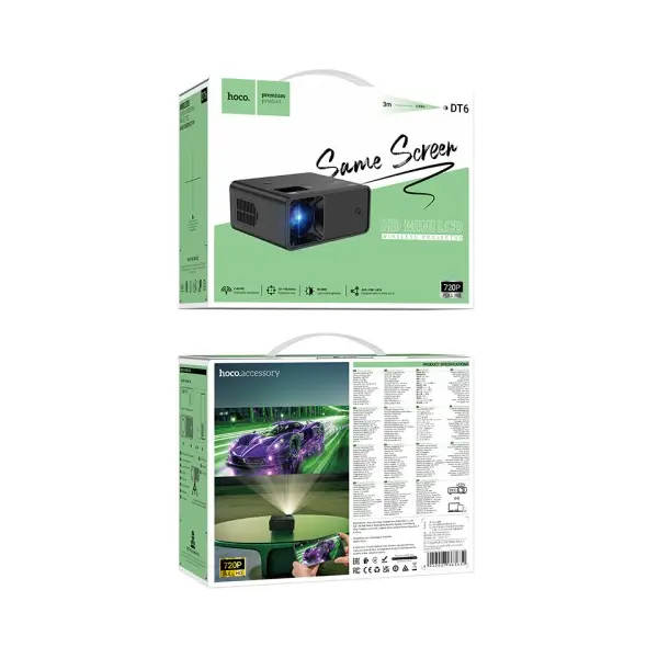 ВІДЕОПРОЄКТОР HOCO DT6 WIRELESS PROJECTOR (720P SAME SCREEN VERSION), (EU)