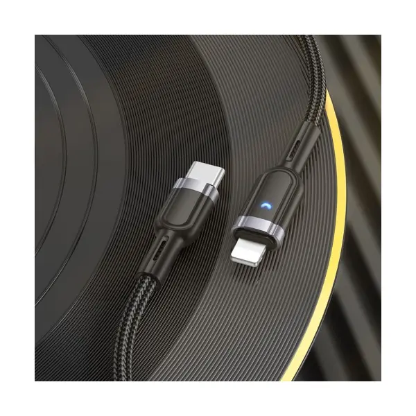 MR4_145267 Кабель pd hoco u117 grand pd intelligent power-off charging data cable lightning, чорний 
