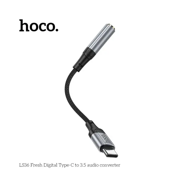 АДАПТЕР АУДІО HOCO LS36 FRESH DIGITAL TYPE-C TO 3.5 AUDIO CONVERTER 0.12M, ЧОРНИЙ