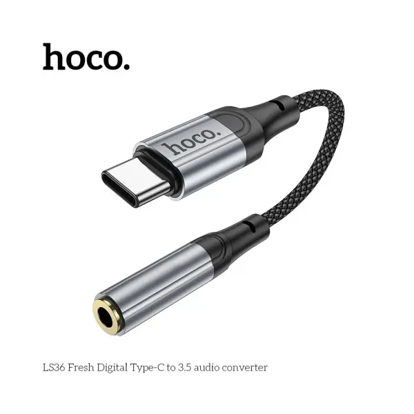 АДАПТЕР АУДІО HOCO LS36 FRESH DIGITAL TYPE-C TO 3.5 AUDIO CONVERTER 0.12M, ЧОРНИЙ