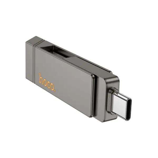 ФЛЕШ-НАКОПИЧУВАЧ USB-A, C HOCO UD15 CLEVER USB3.2 TYPE-C 256GB, СІРИЙ